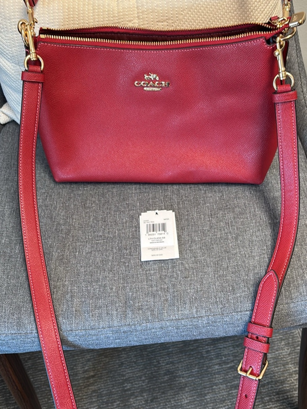 Coach Red Leather Crossbody with Gold Hardware